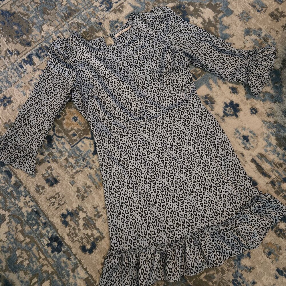 Mi Ami Blue Leopard Print Dress